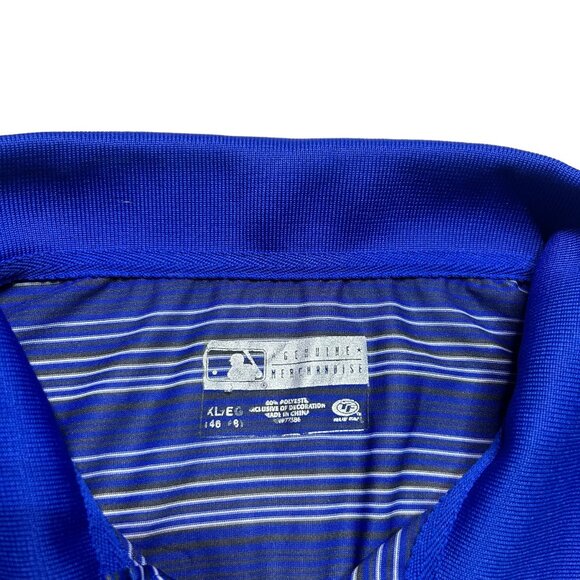 Chicago Cubs Polo Shirt Mens XL Blue Striped Performance MLB Short Sleeve - Picture 7 of 8